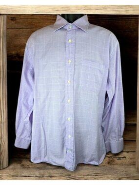 Peter Millar Mens Crown Purple Dress Shirt 17 -Large